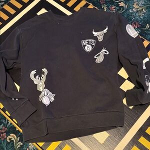 Hollister Black Men's Crewneck Sweater with Team Logos